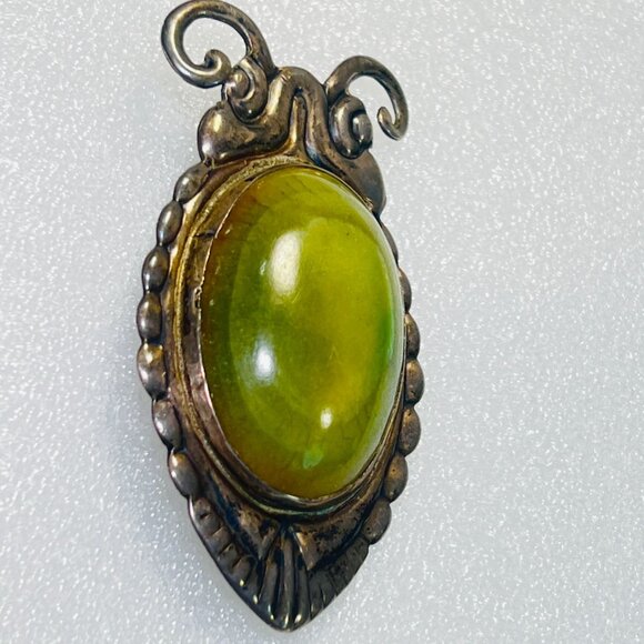 Egytian Revival AQ Large Taxco MX Silver Scarab Beetle Insect Brooch Serpentine - Picture 4 of 14